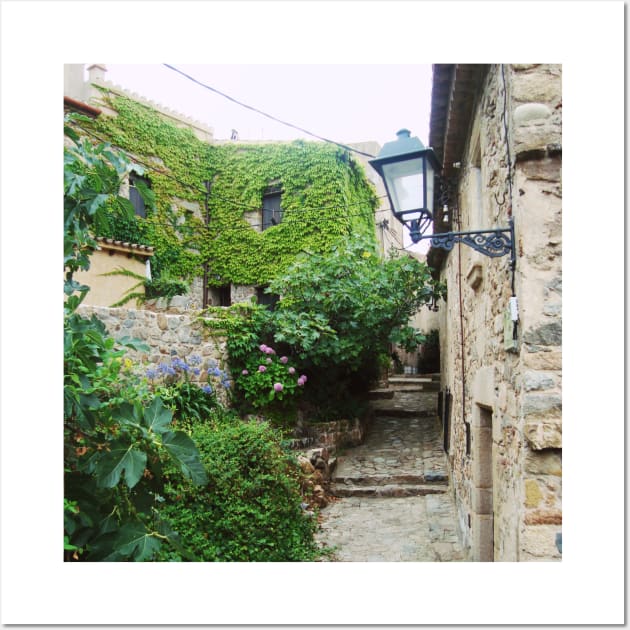 View of the charming Spanish streets Spain sightseeing trip photography from city scape Barcelona Blanes Malgrat del Mar Santa Susuana Wall Art by BoogieCreates